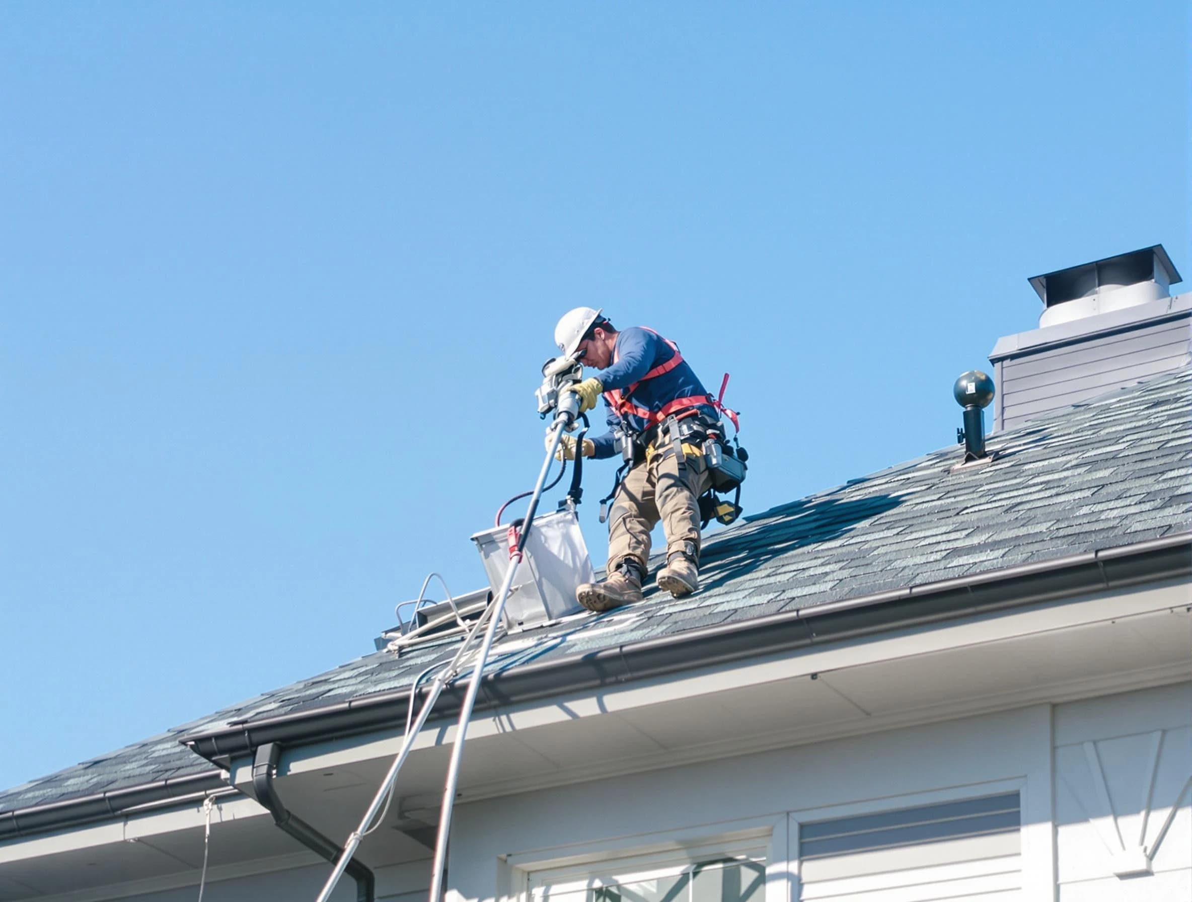 Anthem Dryer Vent Cleaning certified technician cleaning a roof-mounted dryer vent system in Anthem