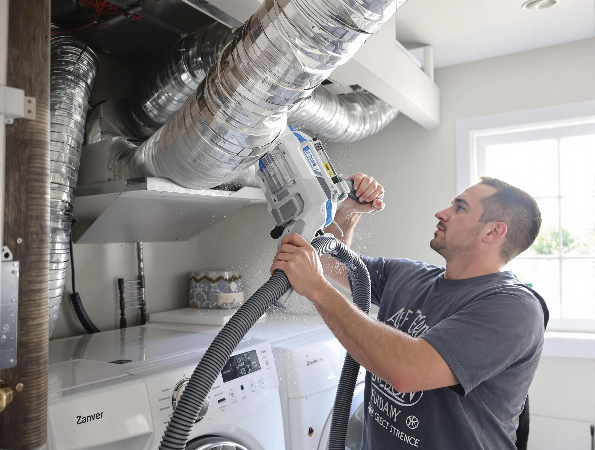 Anthem Dryer Vent Cleaning specialist cleaning deep within a dryer vent duct system in Anthem