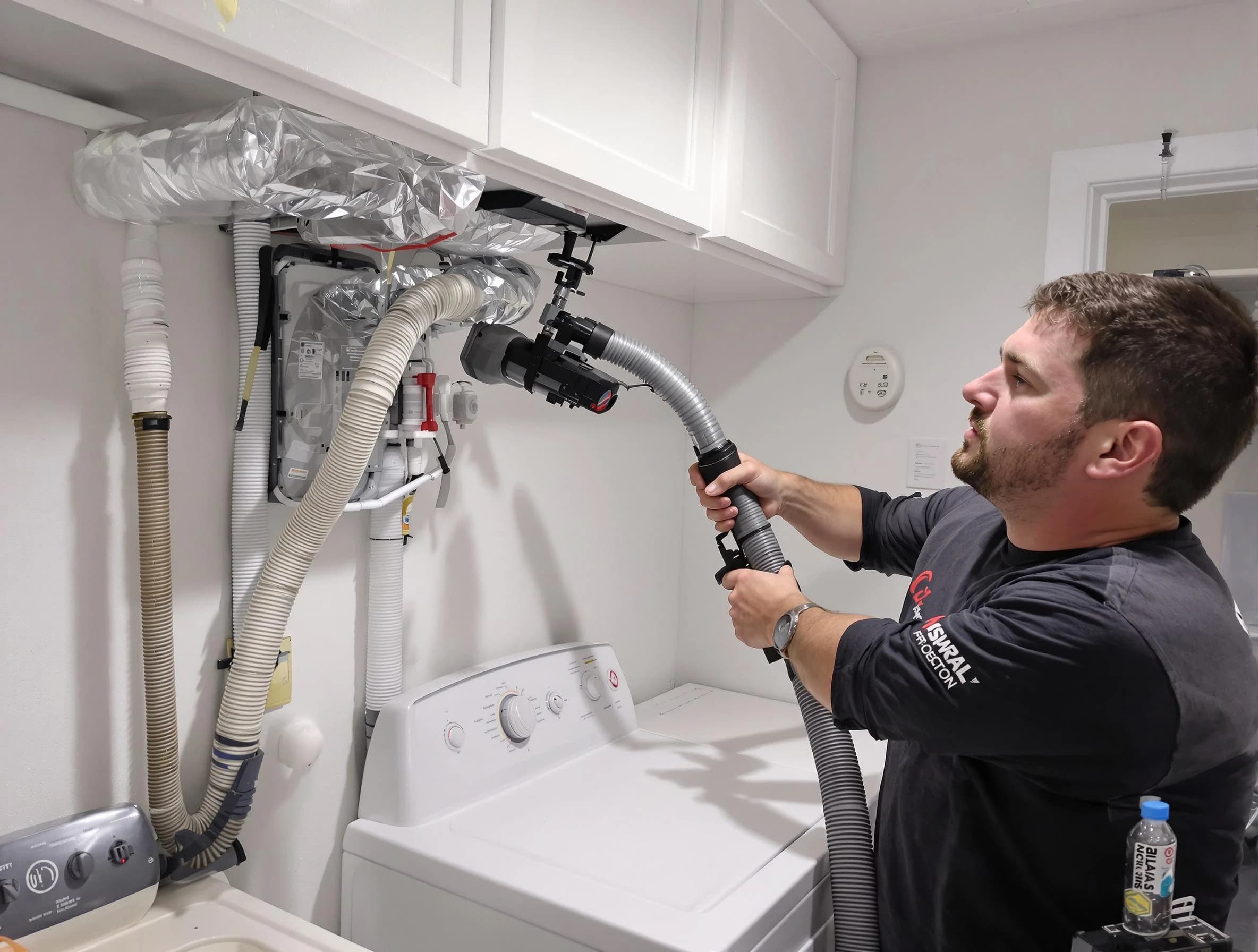 Anthem Dryer Vent Cleaning certified technician performing safety-focused gas dryer vent cleaning in Anthem