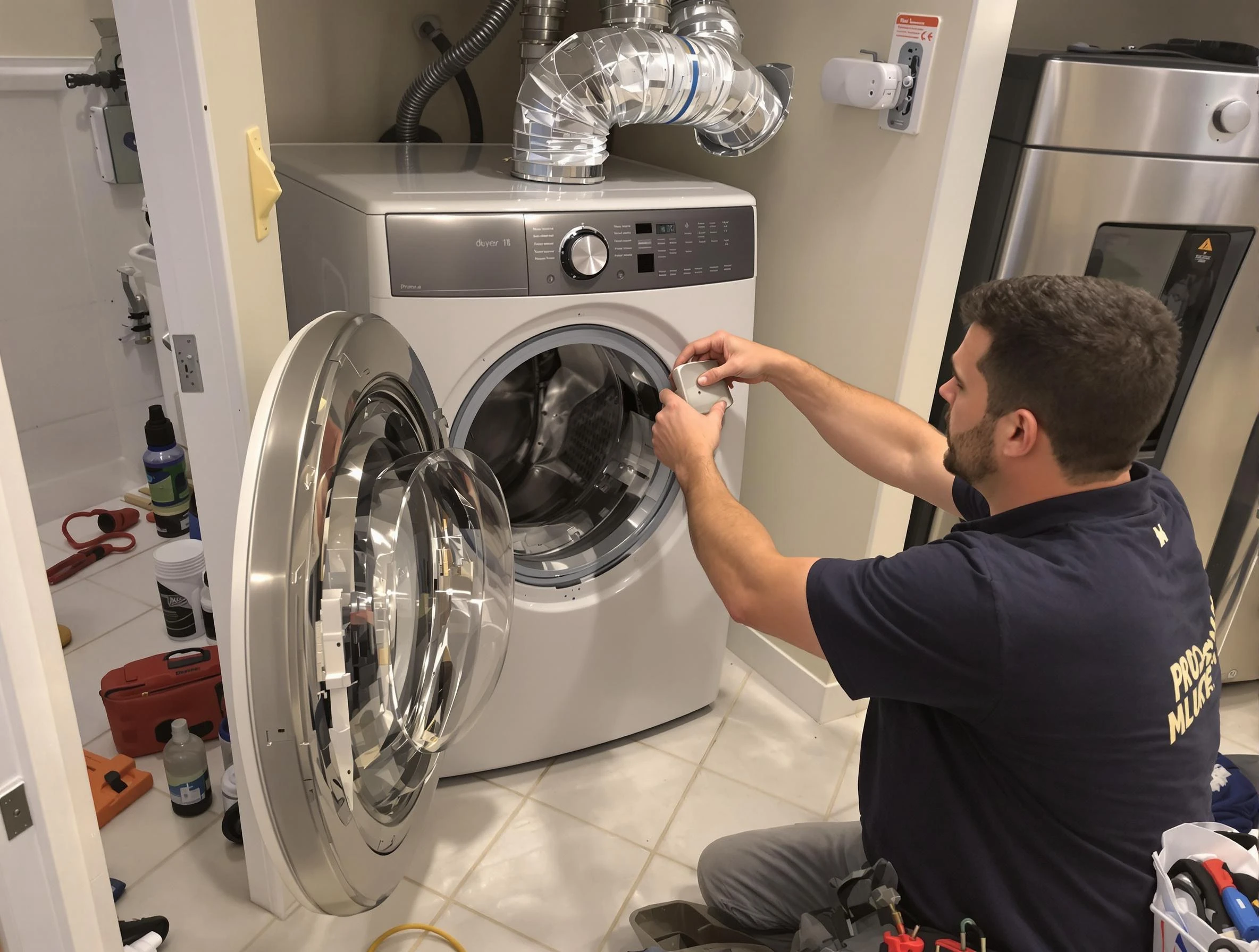 Anthem Dryer Vent Cleaning technician performing precise dryer vent hose installation in Anthem